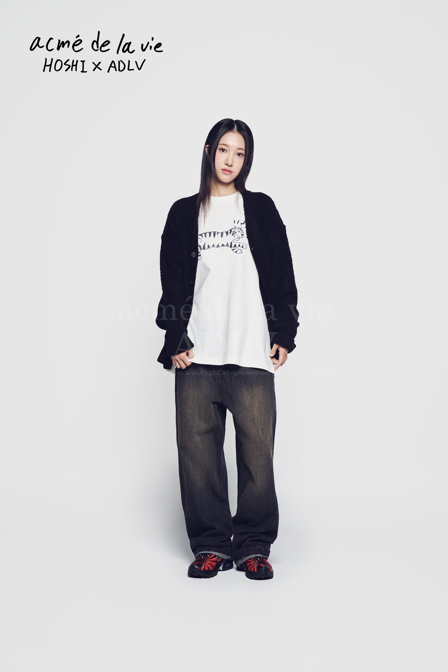 HOSHI X ADLV Tiger Sketch Short Sleeve T-Shirt Cream