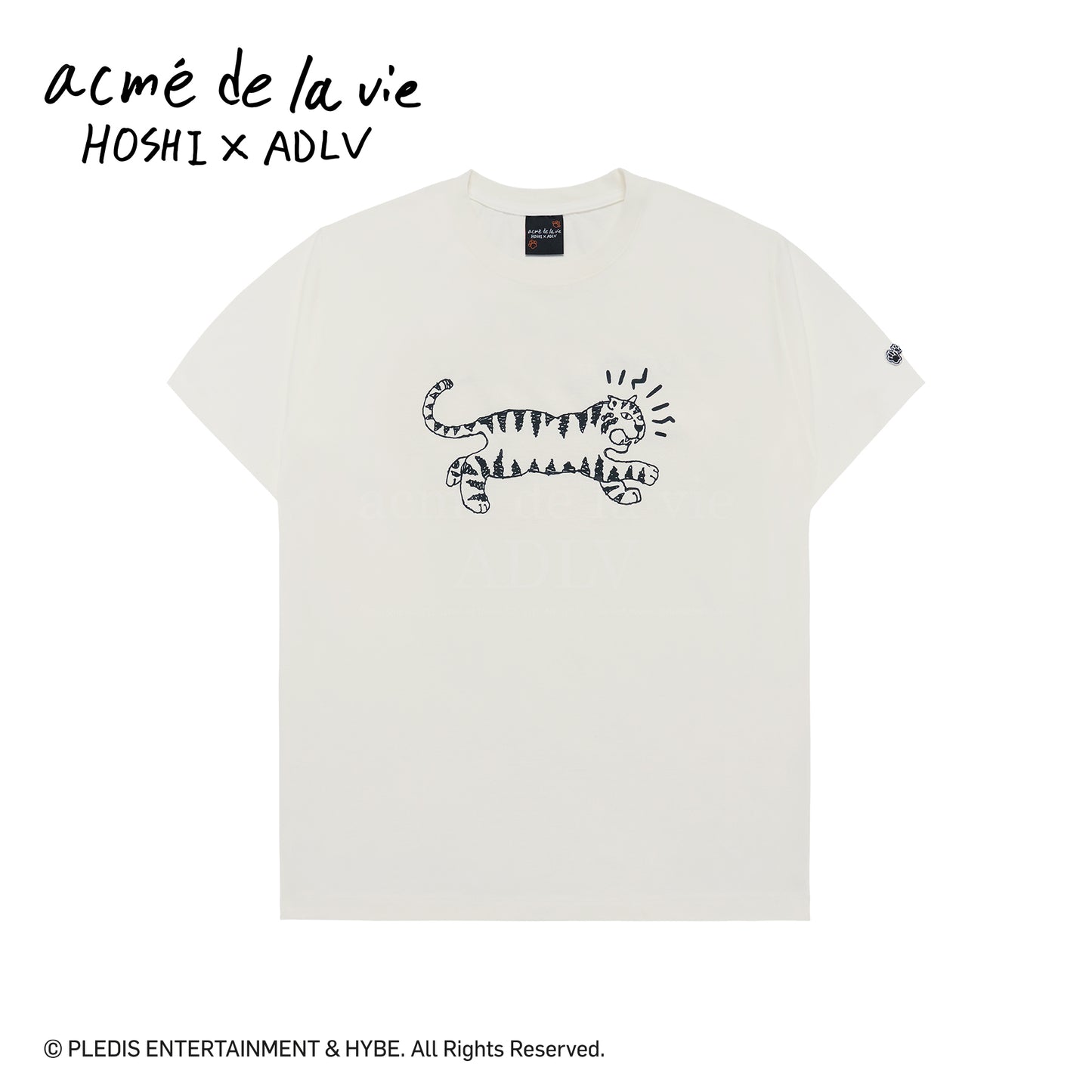 HOSHI X ADLV Tiger Sketch Short Sleeve T-Shirt Cream