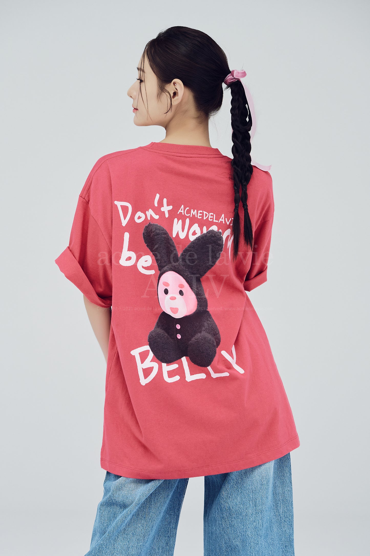 [acmé de la vie] Rabbit Belly Short Sleeve T-Shirt Pink