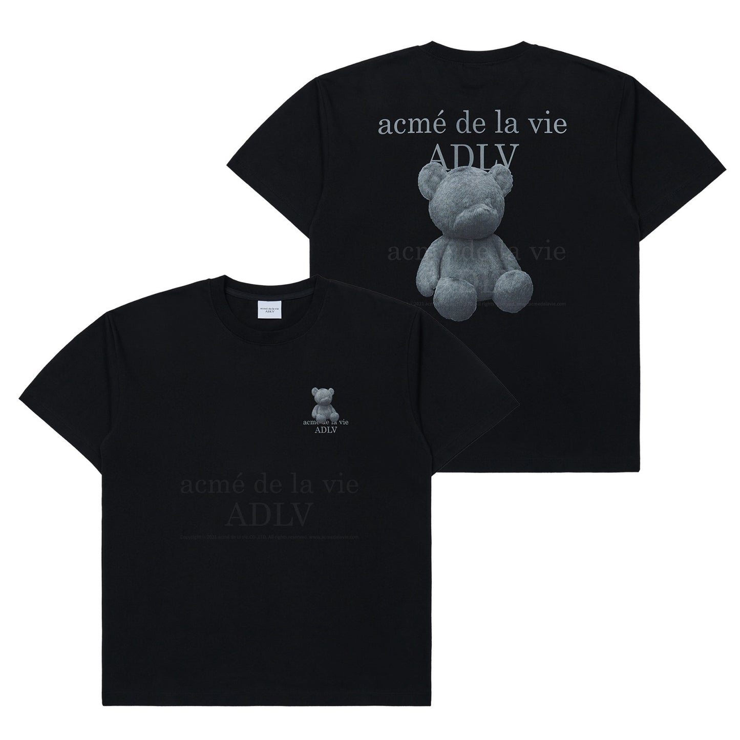 [acmé de la vie] Fuzzy Bear Short Sleeve T-Shirt Black