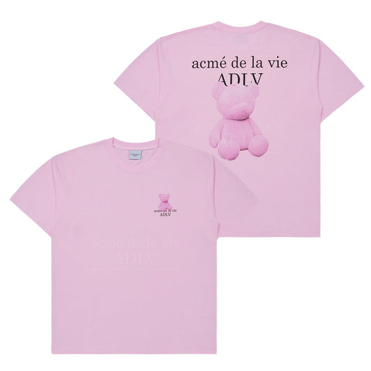 [acmé de la vie] Fuzzy Bear Short Sleeve T-Shirt Light Pink