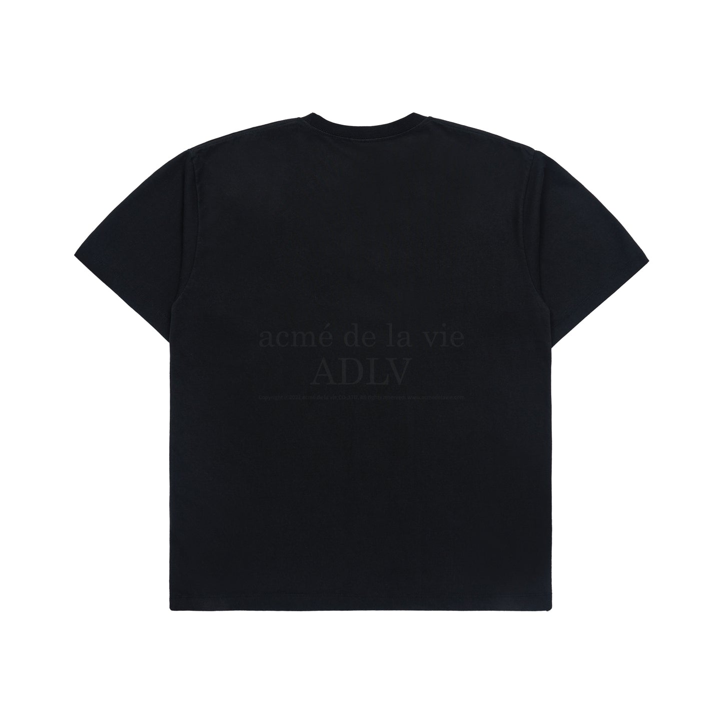 [acmé de la vie] Embroidery Logo Bio Washing Short Sleeve T-Shirt Black