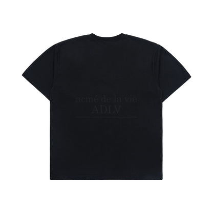 [acmé de la vie] Embroidery Logo Bio Washing Short Sleeve T-Shirt Black