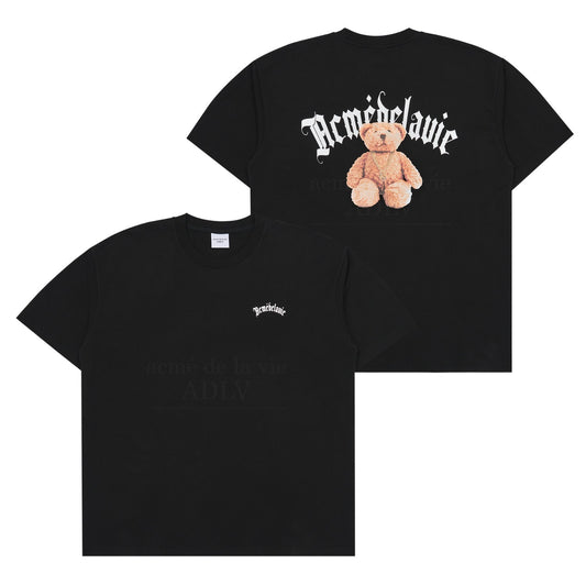 [acmé de la vie] Gold Chain Bear Doll Short Sleeve T-Shirt Black