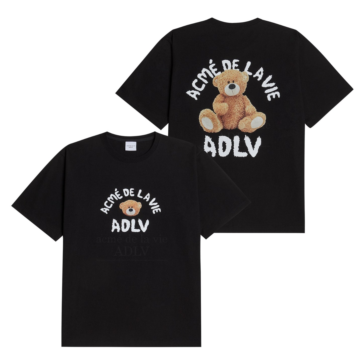 [acmé de la vie] Teddy Bear (Bear Doll) Short Sleeve T-Shirt Black